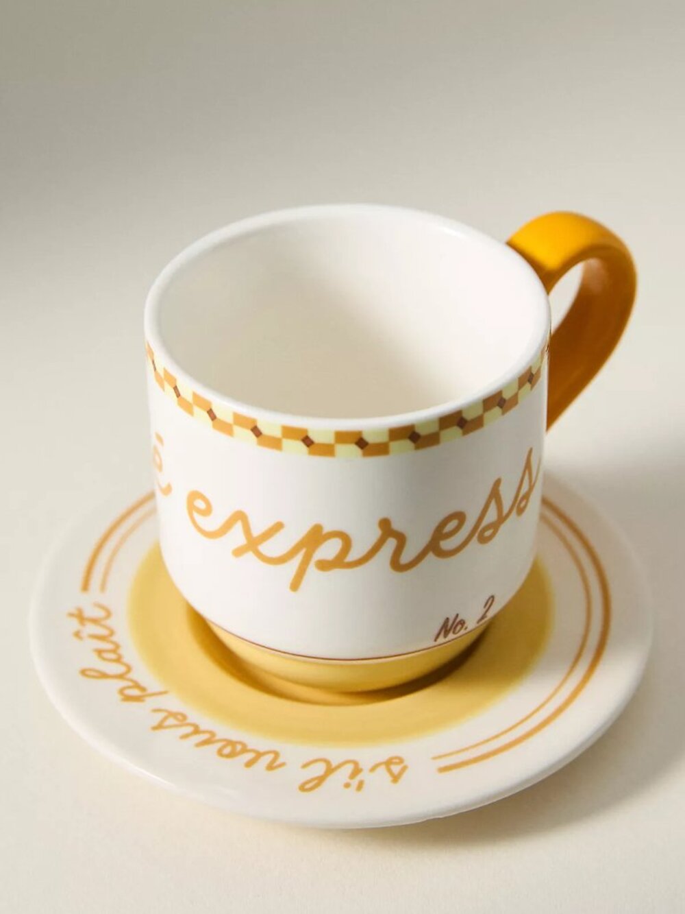Anthropologie Café Violette Handpainted Stoneware Espresso Cup & Saucer - Picture 2 of 3